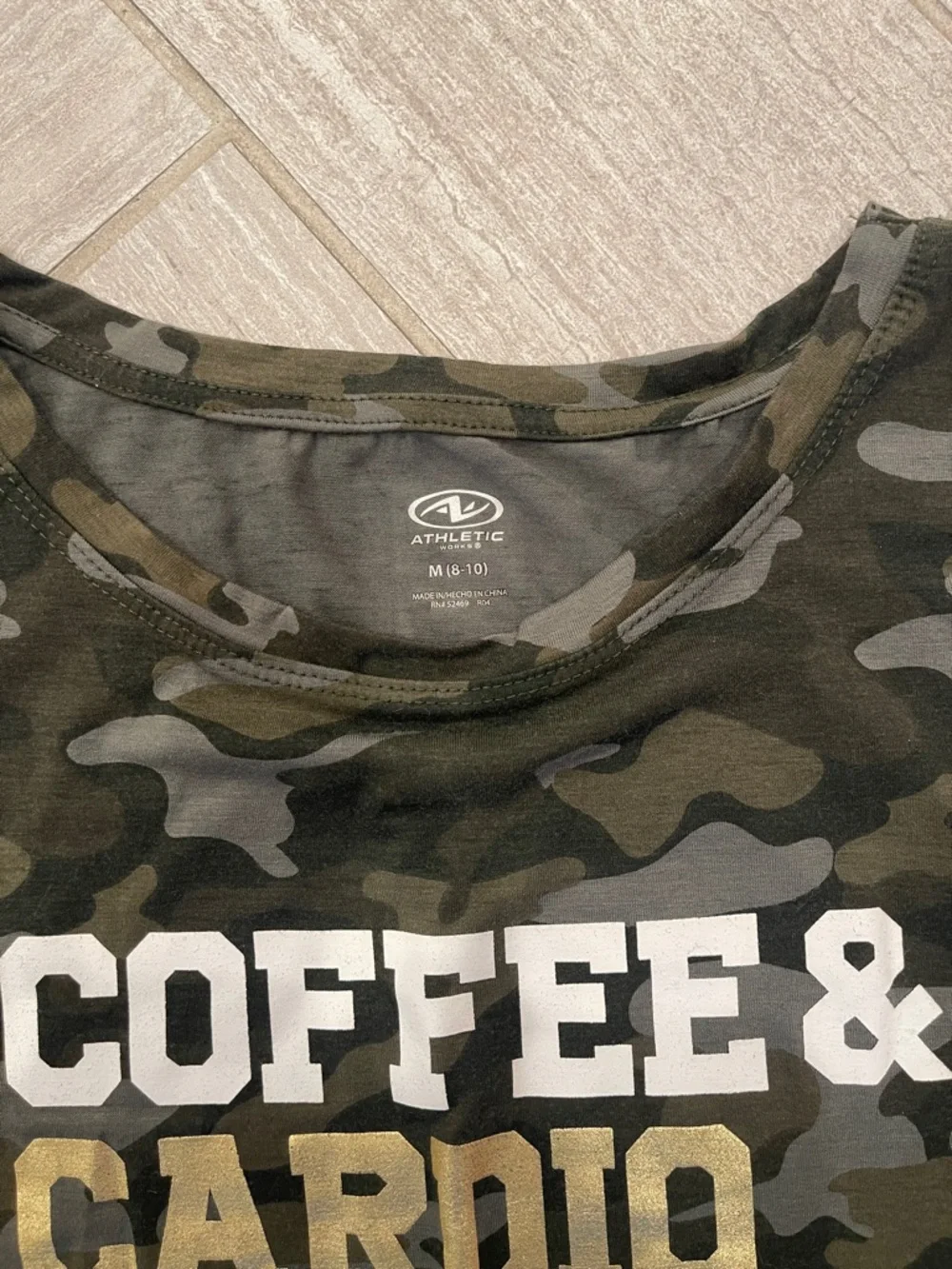 Two Women’s Graphic Tank Tops - Camo "Coffee & Cardio" - Picture 3 of 5